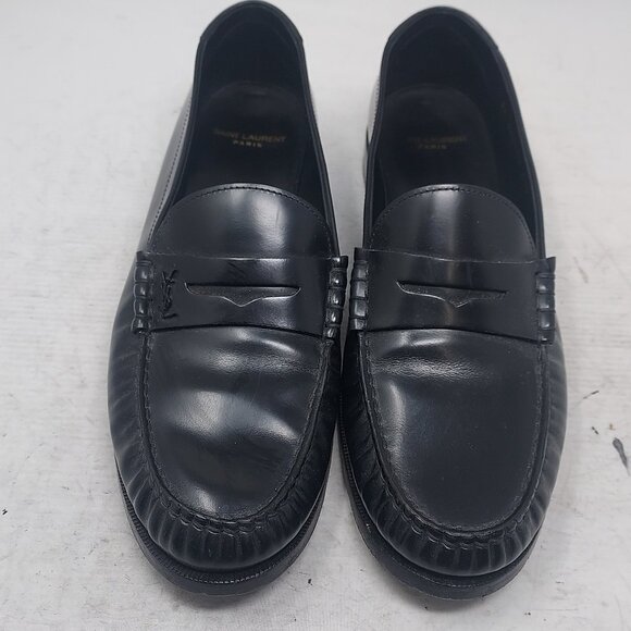 YSL Yves Saint Laurent MENS  Black Logo Penny Patent Loafer Shoe main image 11